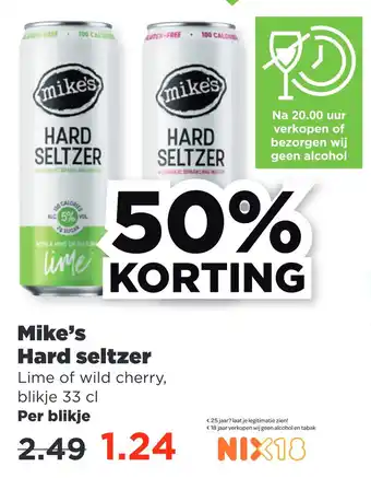 PLUS Mike's hard seltzer 33cl aanbieding