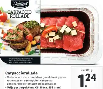 Lidl Carpacciorollade 100g aanbieding