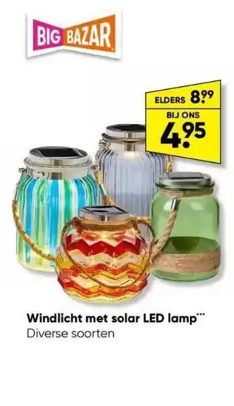 Big Bazar Windlicht met solar led lamp aanbieding