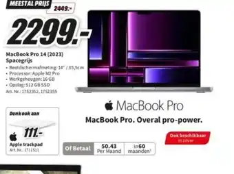 MediaMarkt MacBook Pro 14 (2023) Spacegrijs aanbieding