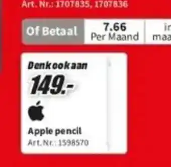 MediaMarkt Apple pencil aanbieding