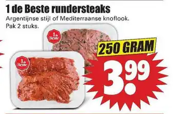 Dirk 1 de beste rundersteaks argentijnse stijl of mediterraanse knoflook 250 gram aanbieding