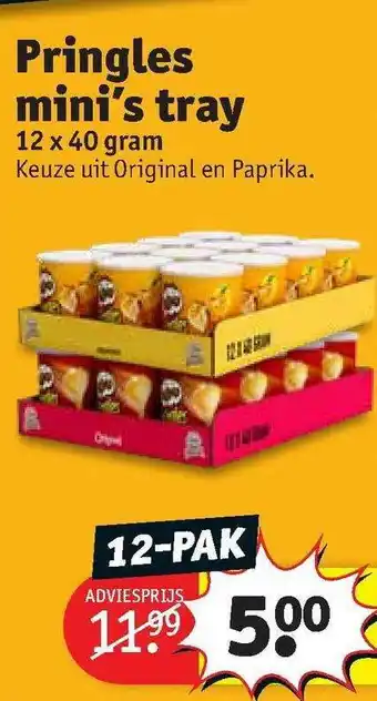 Kruidvat Pringles mini's tray 12x40 gram aanbieding