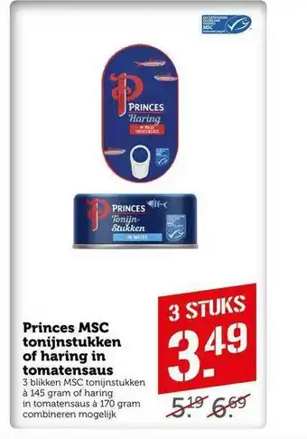 CoopCompact Princes msc tonijnstukken of haring in tomatensaus aanbieding