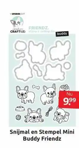 Boekenvoordeel Snijmal en stempel mini buddy friendz aanbieding