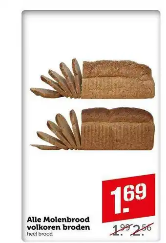 CoopCompact Alle Molenbrood Volkoren Broden aanbieding