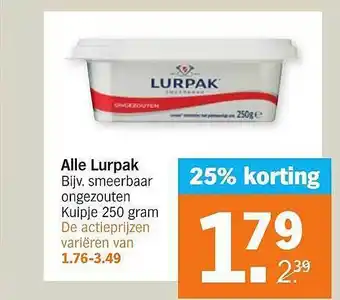 Albert Heijn Alle Lurpak 25% Korting aanbieding