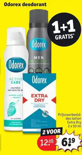 Kruidvat Odorex deodorant 1+1 gratis aanbieding