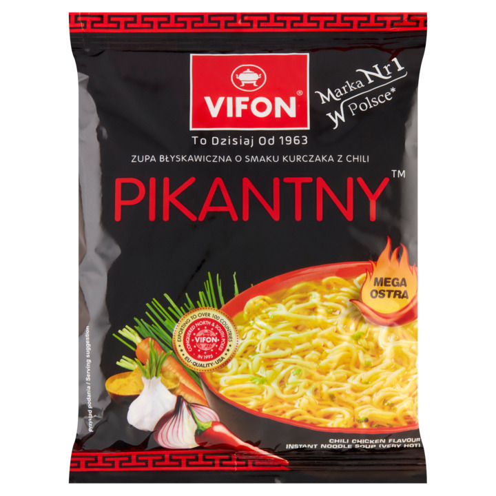 Vifon pikantny chili chicken flavour instant noodle soup (very hot) 70g