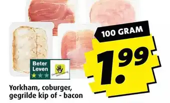 Boni Yorkham, coburger, gegrilde kip of - bacon aanbieding