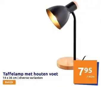 Action Taffelamp met houten voet aanbieding