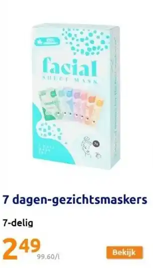 Action 7 dagen-gezichtsmaskers aanbieding