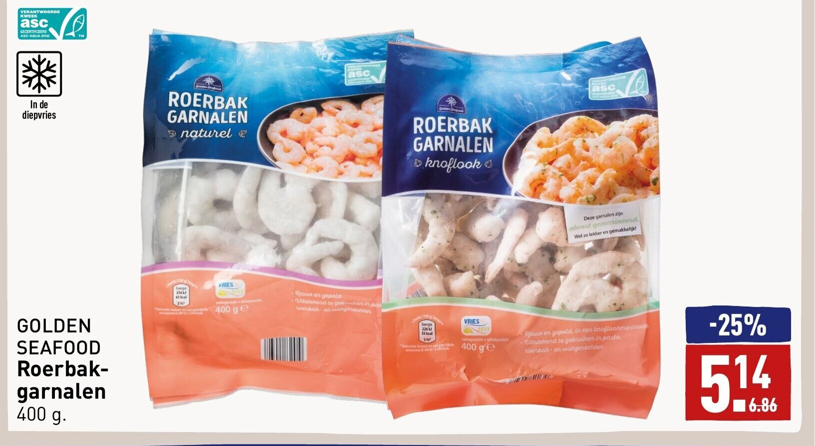 Golden Seafood Roerbakgarnalen 400 gram aanbieding bij ALDI