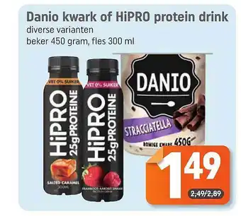 Lekker Makkelijk Danio kwark of hipro protein drink aanbieding