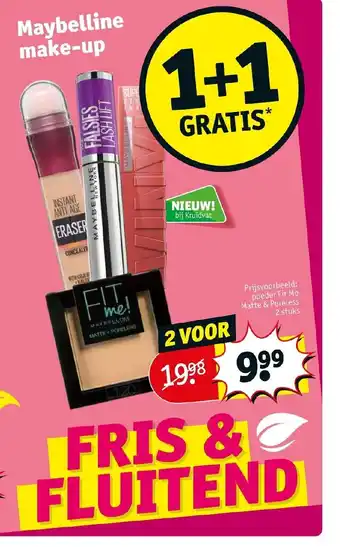 Kruidvat Maybelline make-up 1+1 gratis aanbieding