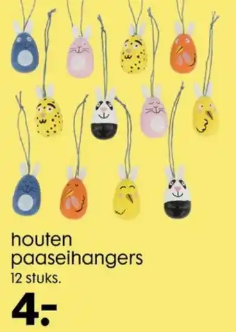 HEMA Houten paaseihangers 12st aanbieding