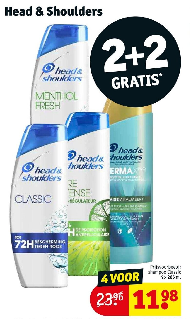 Head & Shoulders 2 + 2 gratis aanbieding bij Kruidvat
