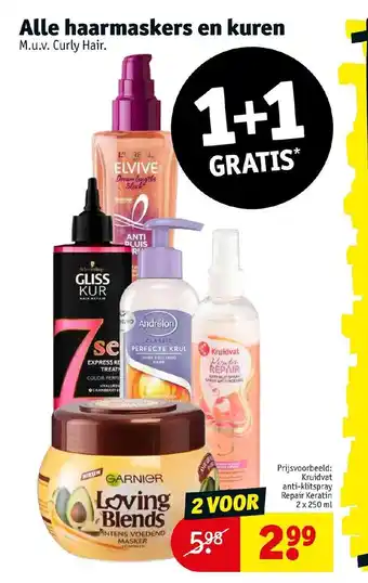 Kruidvat Alle haarmaskers en kuren 1+1 gratis aanbieding