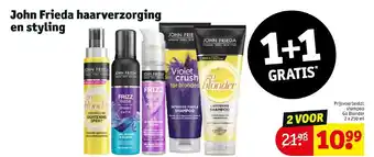 Kruidvat John Frieda haarverzorging en styling 1+1 gratis aanbieding