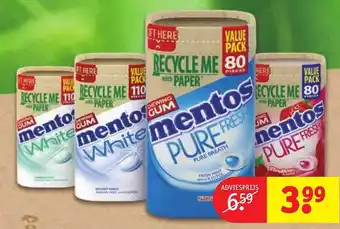 Kruidvat Mentos pure fresh aanbieding