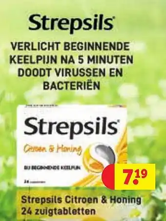 Kruidvat Strepsils citroen & honing 24 zuigtabletten aanbieding