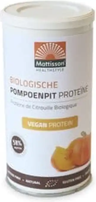 De Online Drogist Mattisson healthstyle biologische pompoenpit proteïne poeder 250gr aanbieding