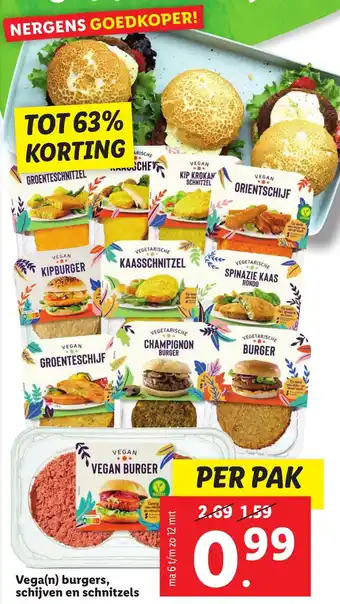 Lidl Vega(n) burgers, schijven en schnitzels aanbieding