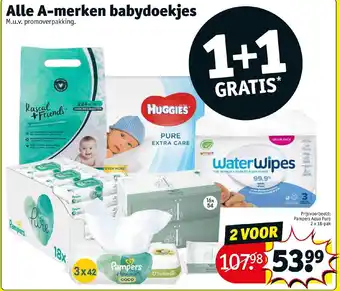 Kruidvat Alle a-merken babydoekjes 2 voor aanbieding