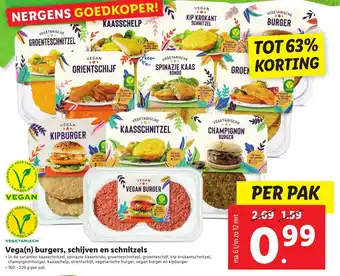 Lidl Vega(n) burgers, schijven en schnitzels per pak aanbieding