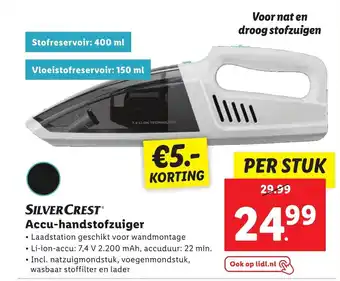 Lidl SilverCrest accu-handstofzuiger per stuk aanbieding