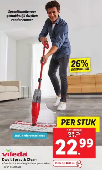 Lidl Vileda dweil spray & clean per stuk aanbieding