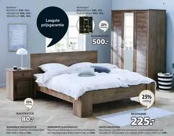 Jysk Manderup nachtkastje, manderup kledingkast of vedde bedframe aanbieding