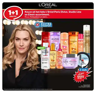 Trekpleister Keuze uit het hele L'Oreal Paris Elvive, Studio Line en Elnet assortiment 2 stuks aanbieding