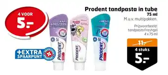 Trekpleister Prodent tandpasta in tube 75 ml 4 stuks aanbieding