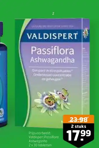 Trekpleister Valdispert Passiflora Ashwaganha 2 x 30 tabletten aanbieding