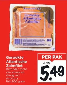 Vomar Voordeelmarkt Gerookte atlantische zalmfilet aanbieding