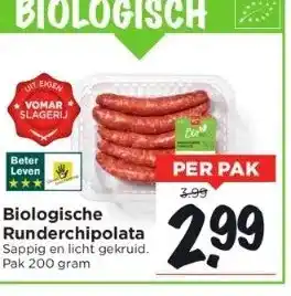 Vomar Voordeelmarkt Biologische runderchipolata s aanbieding