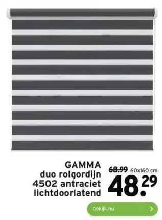 GAMMA Gamma duo rolgordijn 4502 antraciet lichtdoorlatend aanbieding