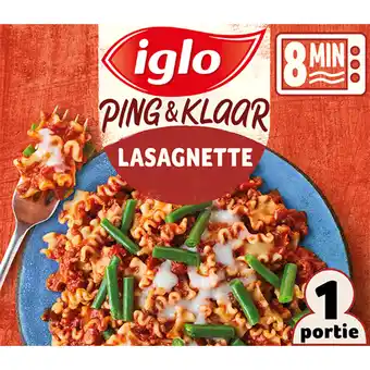 Albert Heijn Iglo ping & klaar lasagnette met sperziebonen aanbieding
