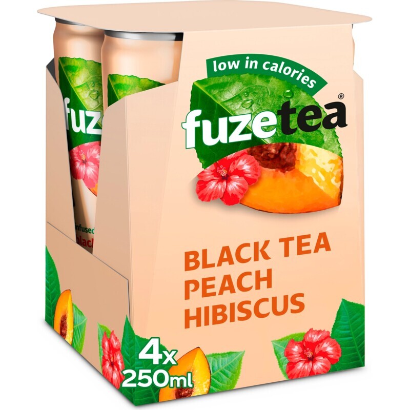 Fuze tea black ice tea peach hibiscus aanbieding bij Albert Heijn