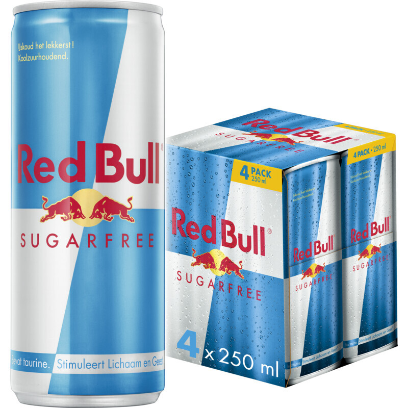 Red bull energy drink suikervrij 4pack aanbieding bij Albert Heijn