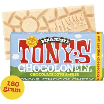 Albert Heijn Tony's chocolonely b&j witte strawberry cheesecake aanbieding