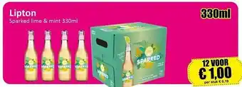 Datum Voordeelshop Lipton sparked lime & mint 330ml aanbieding