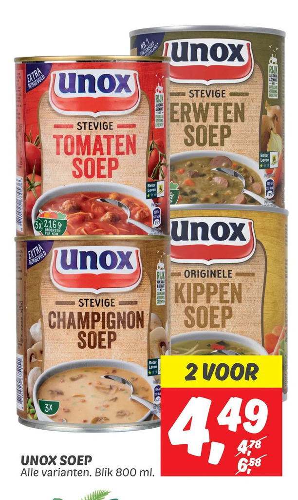 Unox soep aanbieding bij Dekamarkt