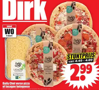 Dirk Daily chef verse pizza of lasagne bolognese aanbieding