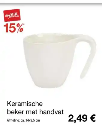 Kik Keramische beker met handvat 14 x 9,5 cm aanbieding