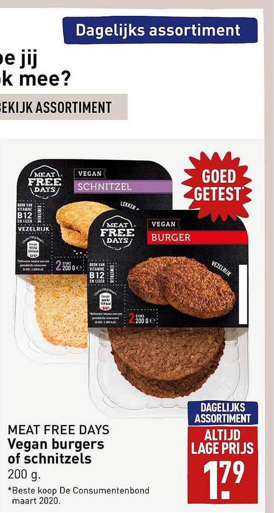 Meat free days vegan burgers of schnitzels aanbieding bij ALDI