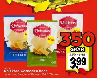 Vomar Voordeelmarkt Uniekaas gesneden kaas jong, jong belegen of belegen. pak 350 gram aanbieding