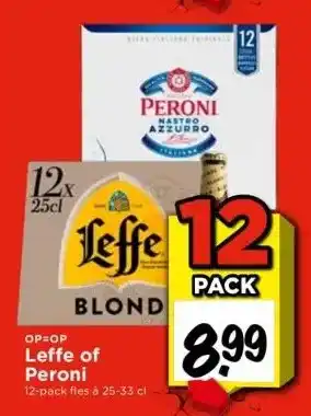 Vomar Voordeelmarkt Leffe of peroni 12-pack fles à 25-33 cl aanbieding