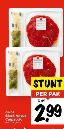 Vomar Voordeelmarkt Black angus carpaccio pak 128 gram aanbieding